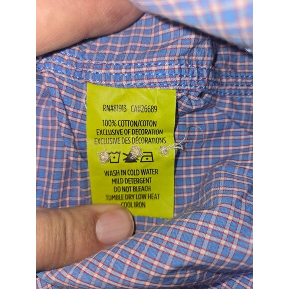 Robert Graham Mens Tailored Fit Blue Plaid Shirt Medium - Picture 5 of 13